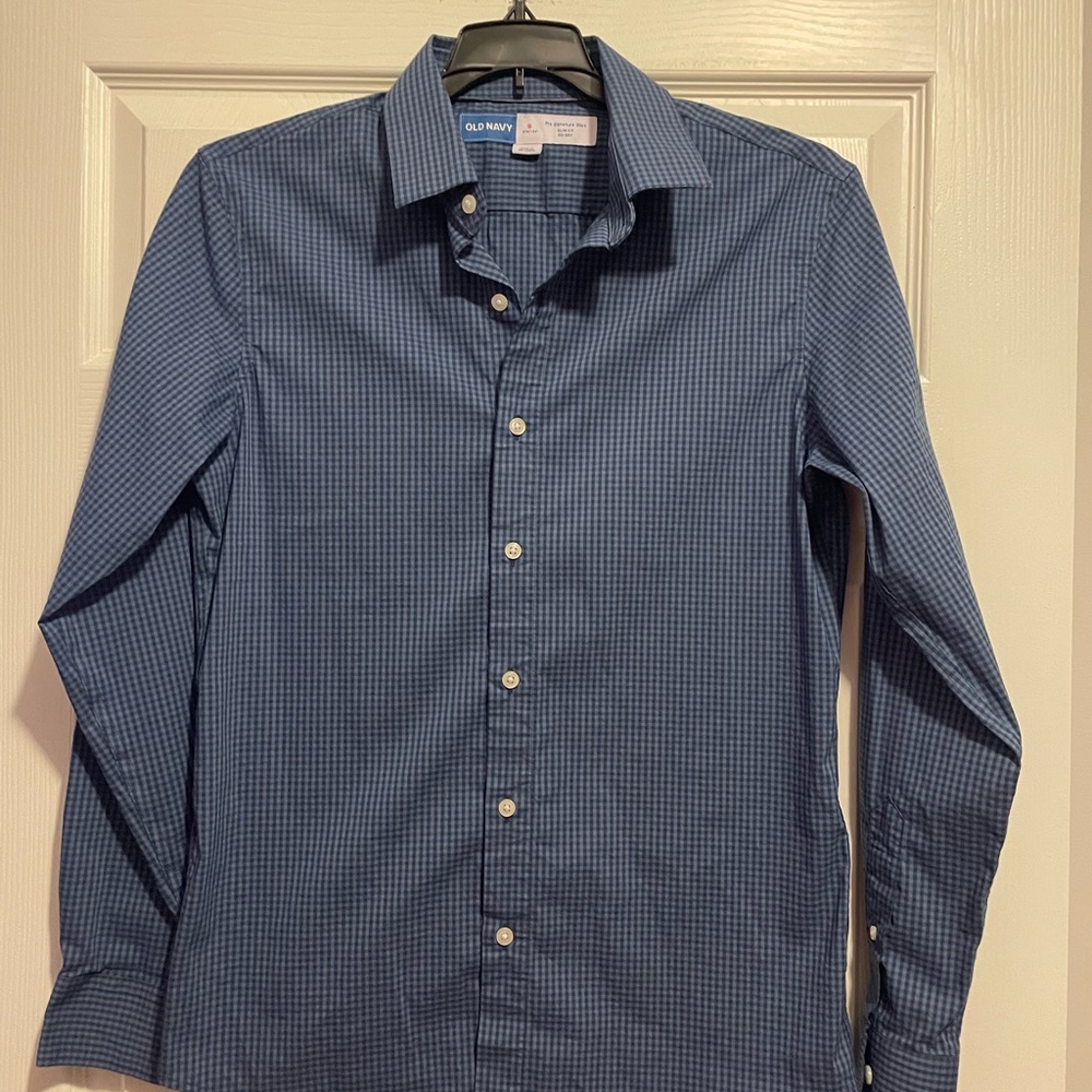 Old Navy Men's Navy Gingham Shirt